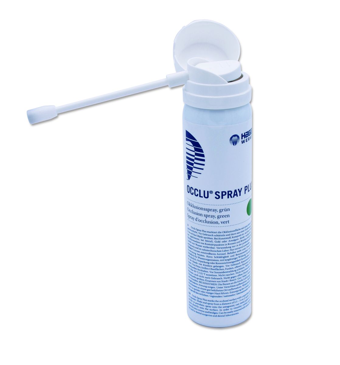 Occlu® Spray plus mit grüner Kappe und feiner Sprühdüse.