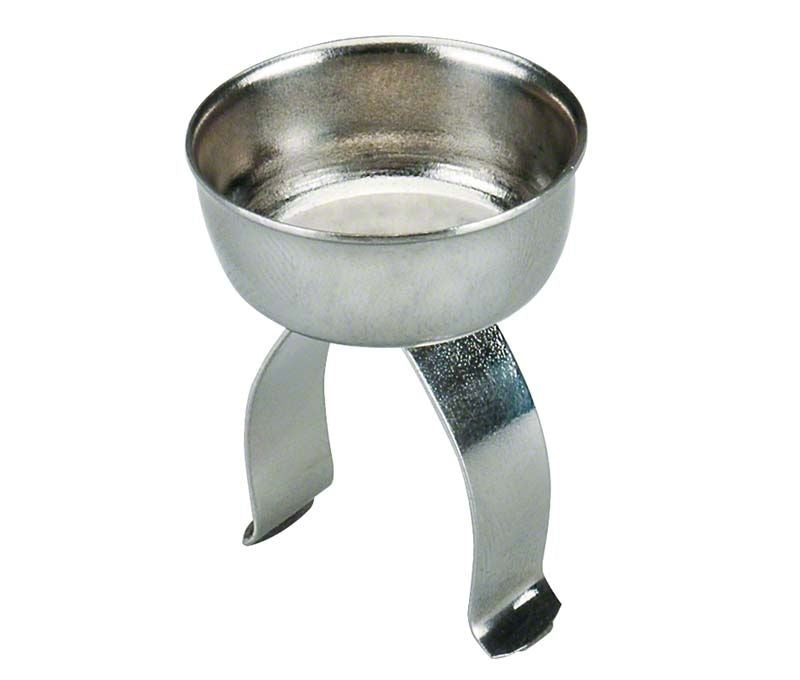 Dappenschälchenhalter aus Edelstahl mit praktischem Finger-Metallring.