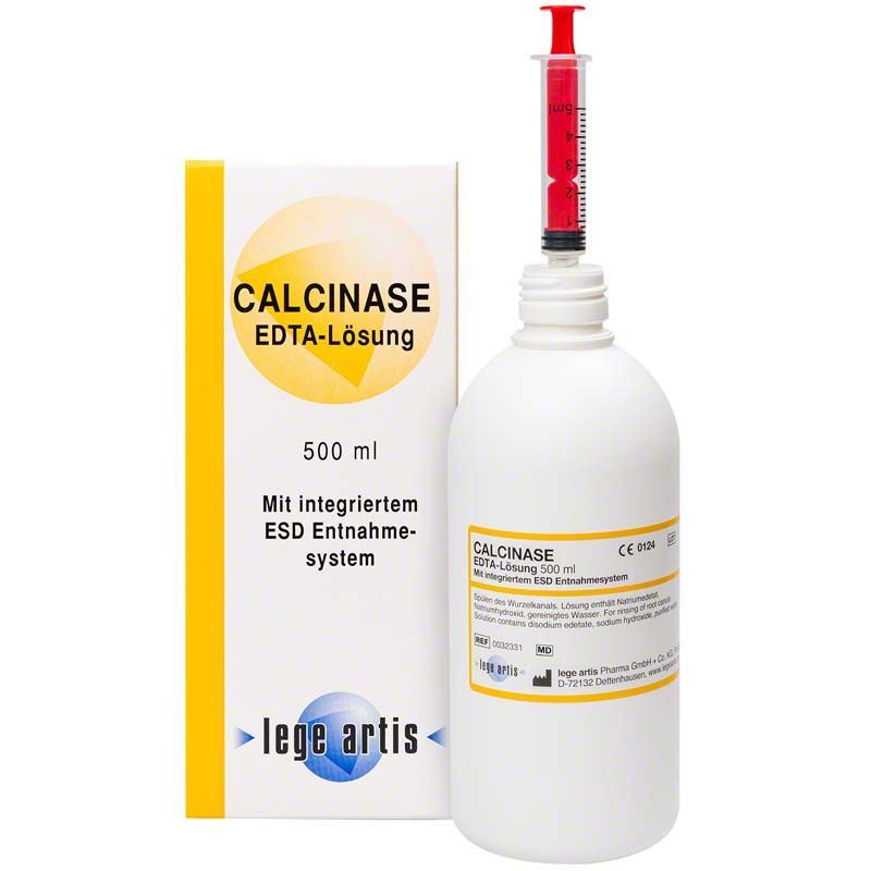 Calcinase EDTA-Lösung Flasche 500ml mit ESD Entnahmesystem.