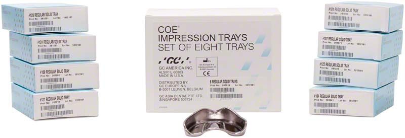 COE® Metall-Löffel Set mit 8 unperforierten Löffeln in Verpackung.