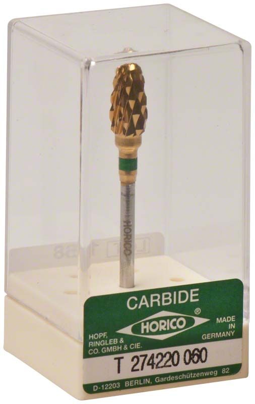 Hartmetallfräser mit Titannitrid-Beschichtung in transparenter Verpackung.
