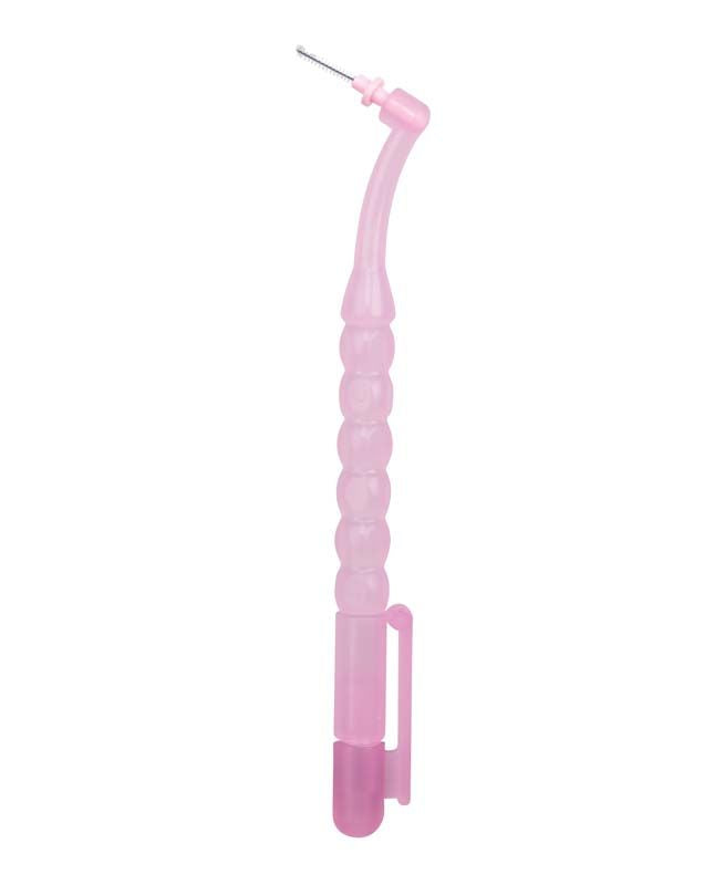 Rosa transparenter Interdentalbürstenhalter Pic-Brush® Intro Kit.