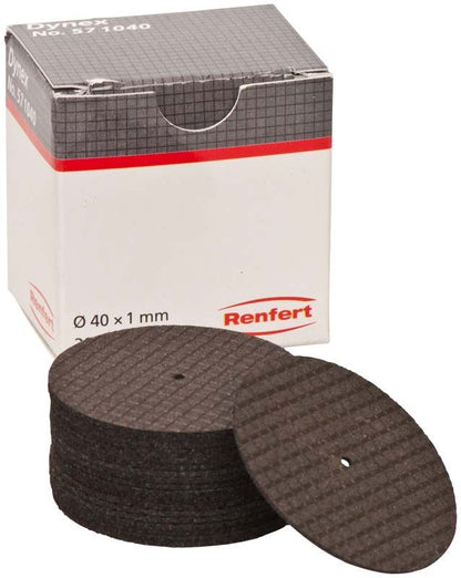 Dynex Trenn- und Schleifscheiben vor Produktverpackung, Ø 40mm, Stärke 1mm.