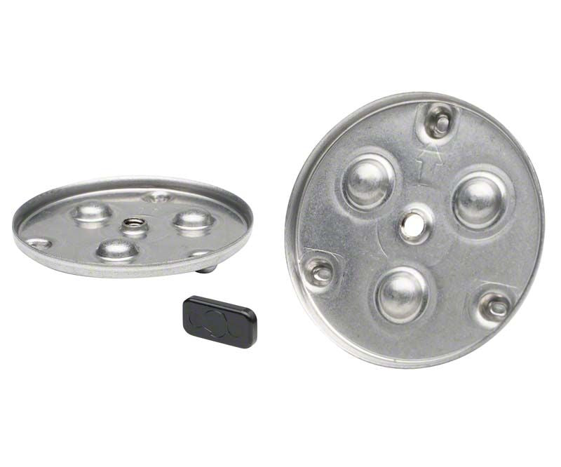 PROTAR® evo Montageplatten aus Metall mit runder Form und Befestigungselementen.