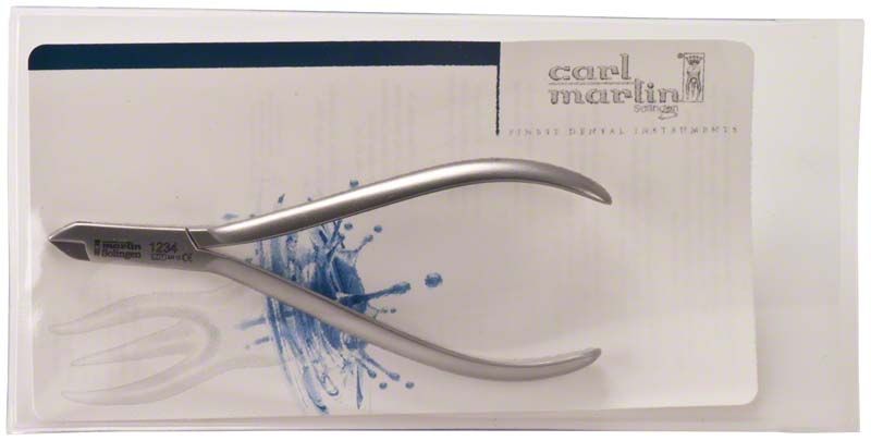 Aderer Zange 115mm aus Edelstahl in Verpackung.