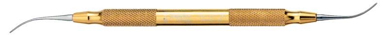 Modellierinstrument PK Thomas-Color PK mit goldfarbenem Griff für zahnmedizinische Anwendungen.