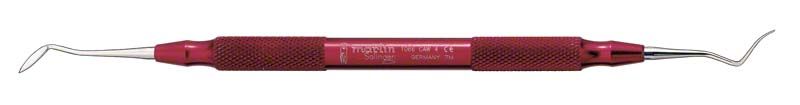 Aufwachsinstrument nach P. K. Thomas mit rotem Griff für Dentaltechnik.