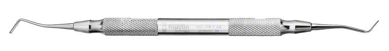 Modellierinstrument PK Thomas-Color PK mit silbernem Edelstahlgriff für Dentaltechnik.