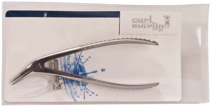 Teleskopkronenzange Böhm 1334 aus Edelstahl in Verpackung.