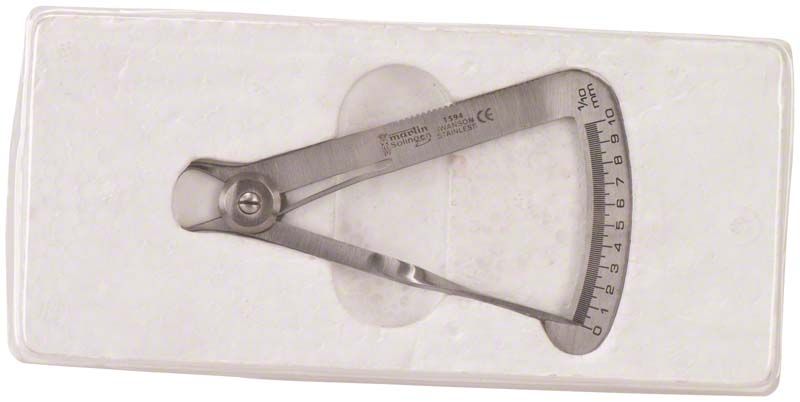 Tasterzirkel Iwanson mit doppelseitiger Skala für Zahnprothetik.
