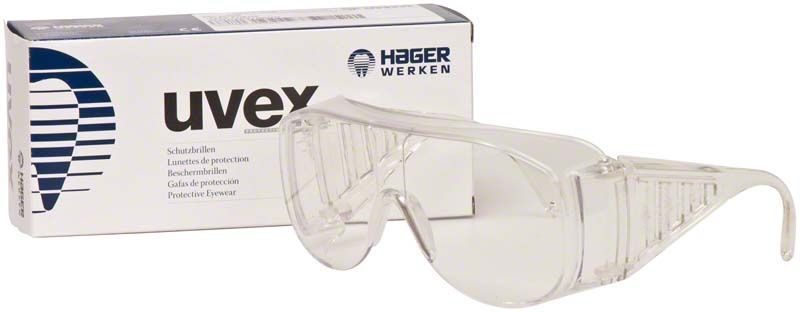 iSpec BT Fit Schutzbrille mit stabiler, transparenter Konstruktion und Verpackung.