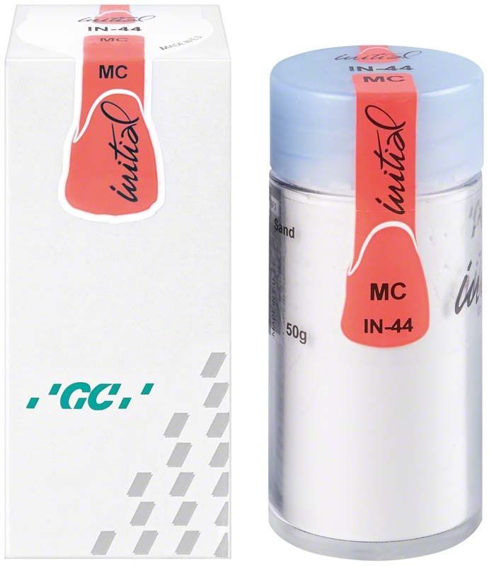 GC Initial MC INside 50g IN-44 Sand Metallkeramikdose und Verpackung
