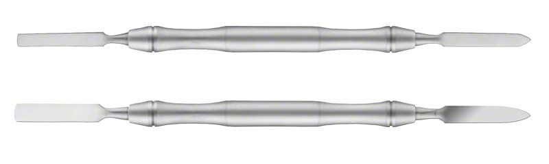 Zementspatel LiquidSteel® schmal aus Edelstahl mit zwei flachen Enden.