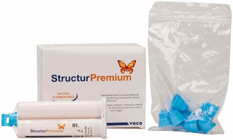 Structur Premium Kartusche BL 75g mit Verpackung und Mischdüsen.