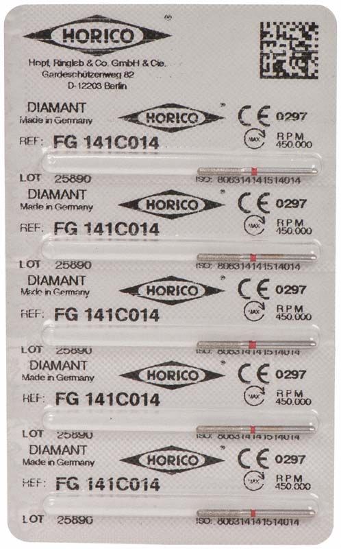 Verpackung von Diamantschleifern FG 141C 014 mit rotem Ring.