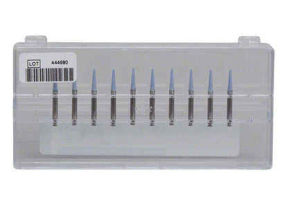 Zehn blaue EVE PROPHYCLEAN® Spitzen in transparenter Verpackung.
