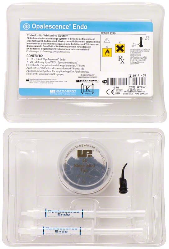 Opalescence™ Endo Mini Kit mit Gel, Spritzen und Applikationsdüse.