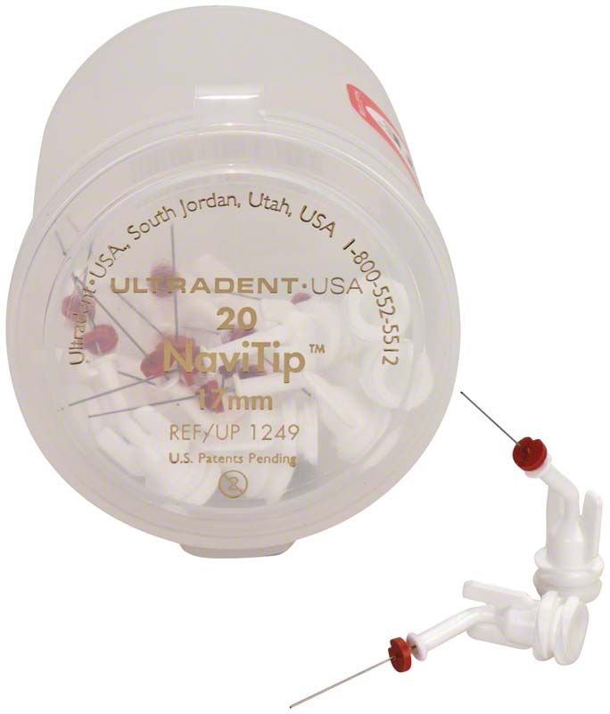 Runde Verpackung mit weißen Navi Tips™ 30ga, 17mm, 20 Stück.