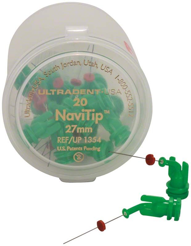 Behälter mit grünen Navi Tips™ 30ga 27mm von Ultradent Products.