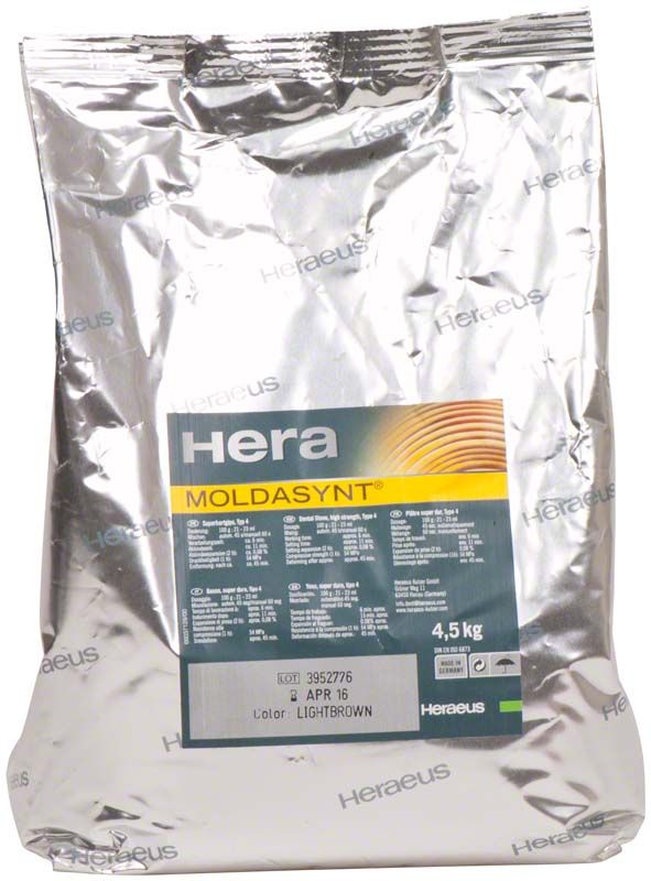 Silberne Verpackung von Moldasynt® hellbraun 4,5kg mit Produktdetails.