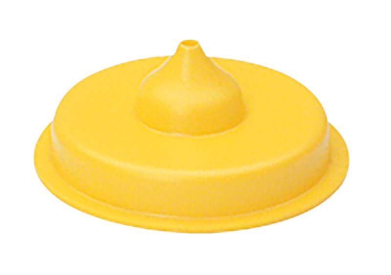 Gelber Gusstrichterformer für Silikonring X6 auf weißem Hintergrund.