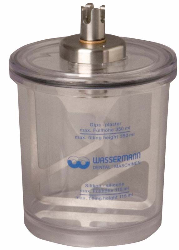 Wassermann Anmischbecher 350 ml für Dentalmaterialien mit Skala und Deckel.