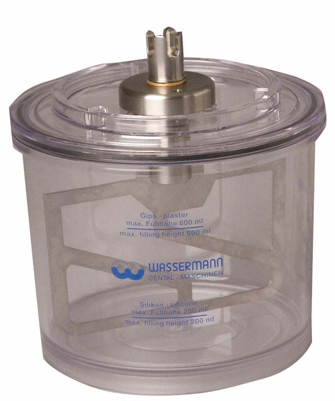 WAMIX Anmischbecher 600 ml mit Rührwerk für Dentalmaterialien.