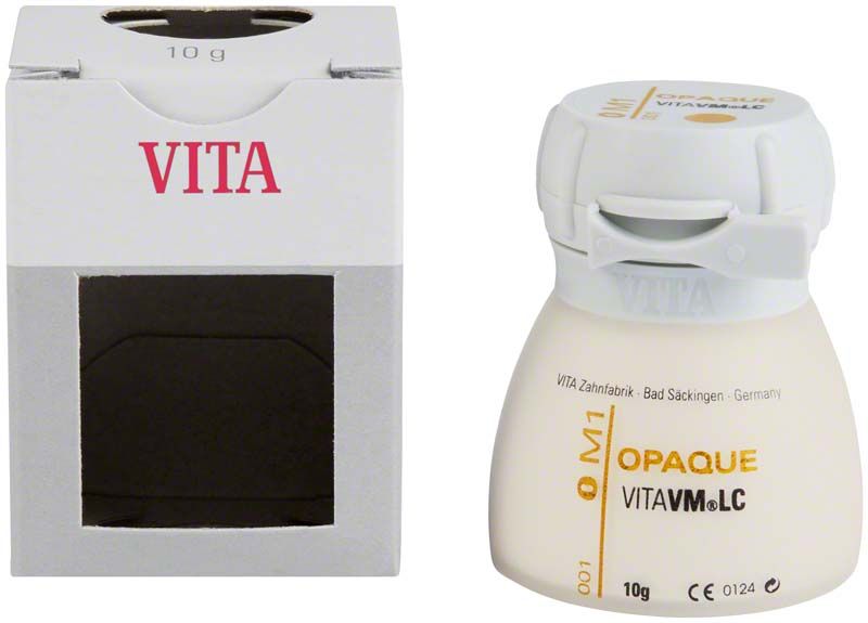 VITA VM LC Opaque 0M1 Zahnmaterial in weißer Verpackung.