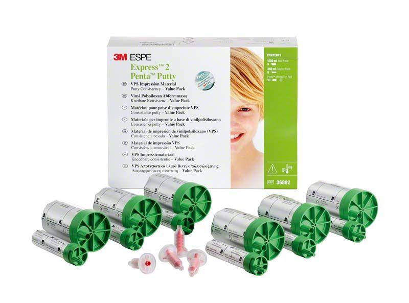 3M Express 2 Penta Putty 6er Nachfüllpackung mit grünen Kartuschen und Verpackung.