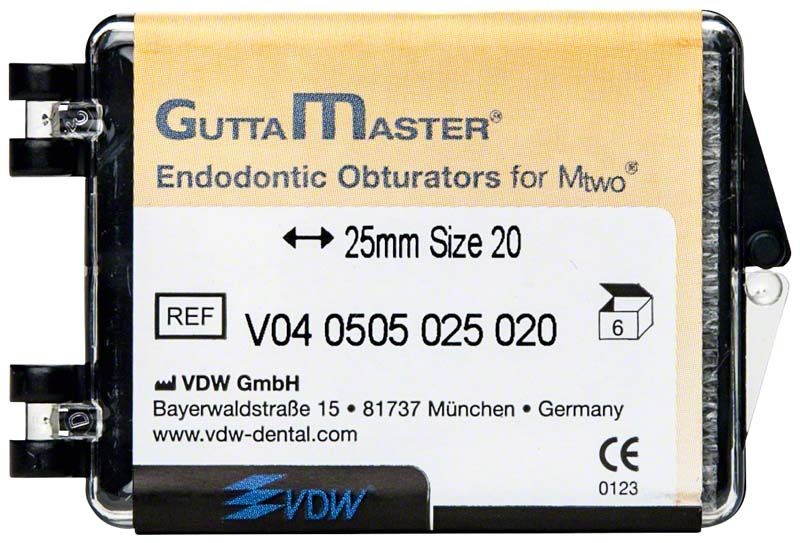 GuttaMaster Obturatoren ISO020 in Verpackung mit Etikett und Herstellerangaben.