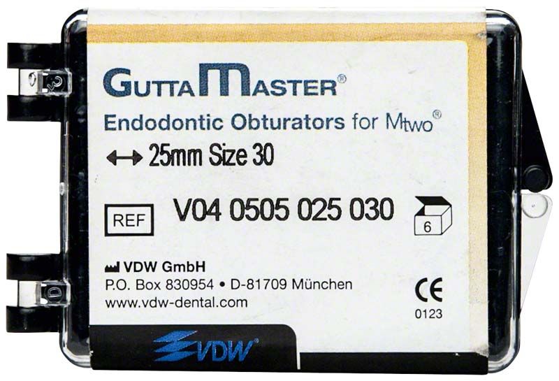 GuttaMaster Obturatoren ISO030, 6 Stück in Verpackung gezeigt.