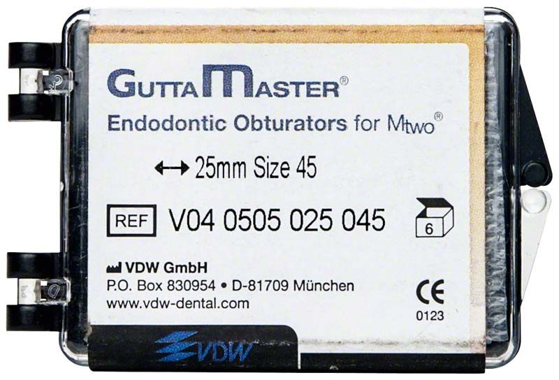 GuttaMaster Obturatoren ISO045, 6 Stück in Verpackung von VDW GmbH.