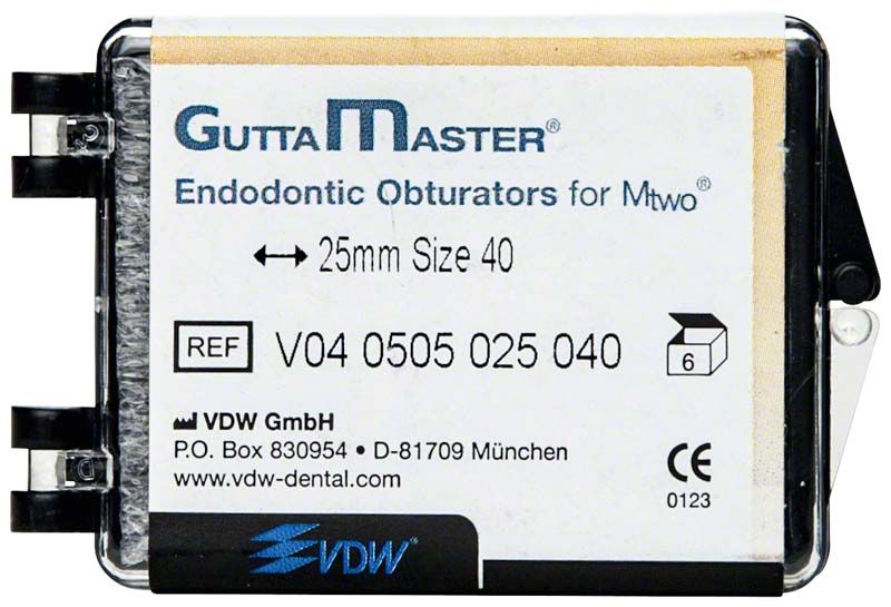 GuttaMaster Obturatoren ISO040, 6 Stück, in Verpackung mit Etikett.