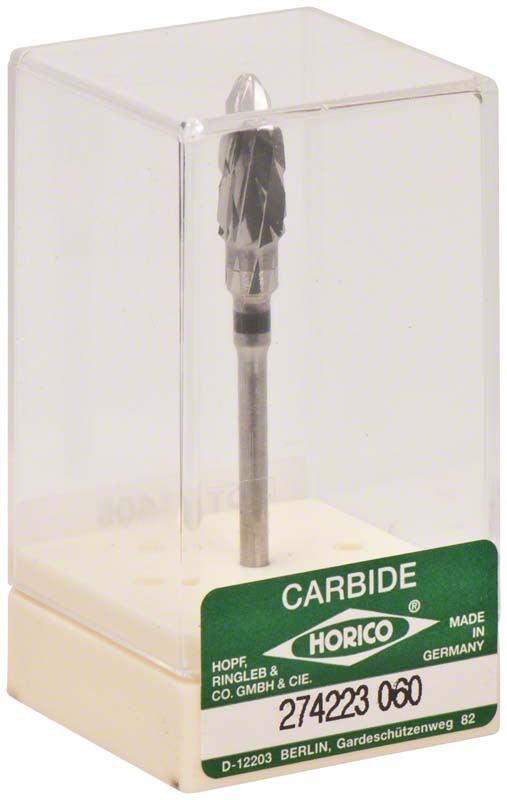 Hartmetallfräser Kreuzverzahnung 274 223 060 in transparenter Verpackung.