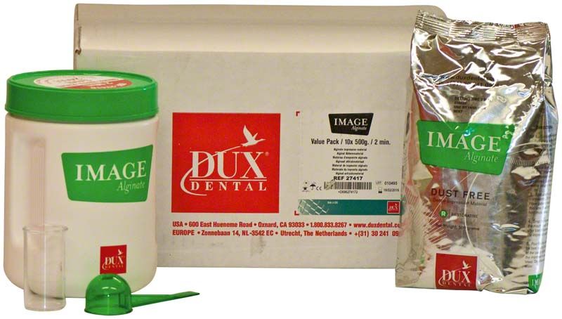 PENTRON Alginat IMAGE schnellhärtend in grüner Verpackung mit Zubehör.