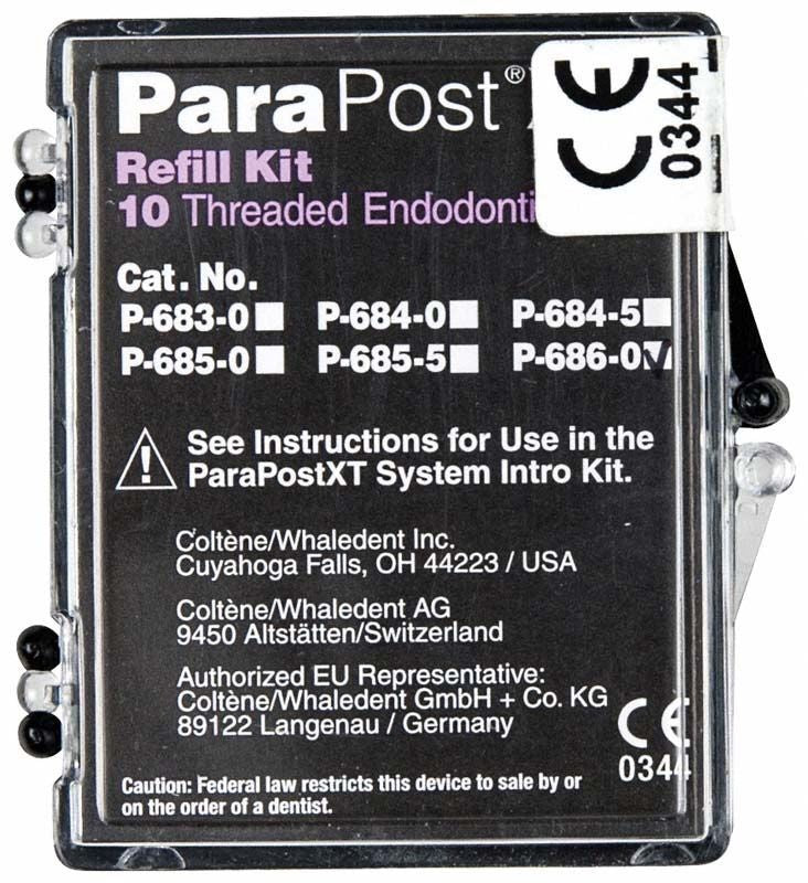 ParaPost XT Refill Kit Verpackung für endodontische Titan-Wurzelstifte.