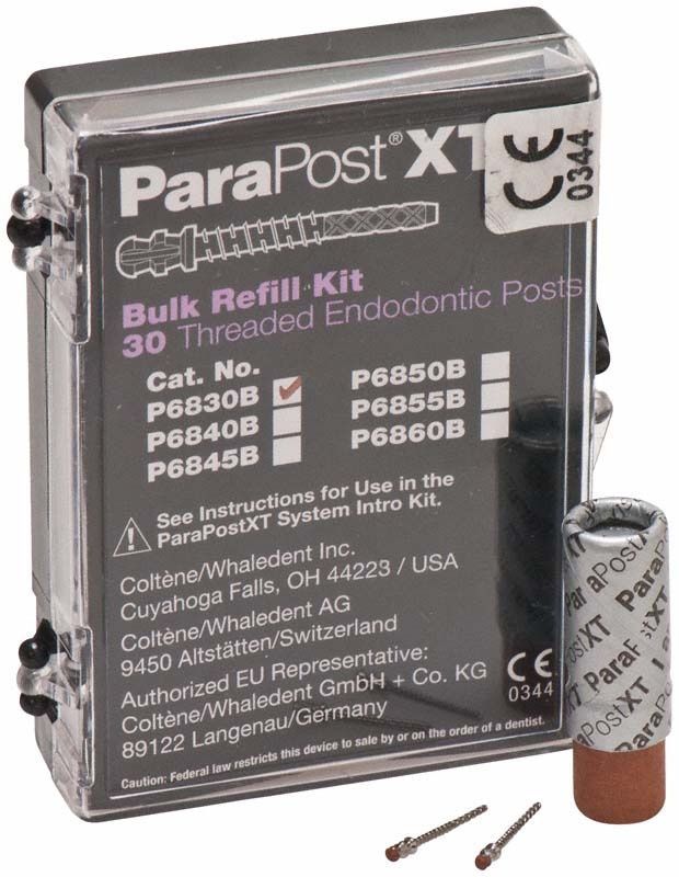 ParaPost® XT™ Titan-Wurzelstifte, 30er Packung, Größe 3, braun, mit Verpackung.