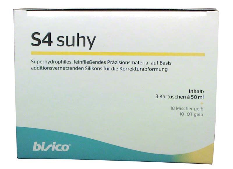 S4 suhy Abformmaterial-Verpackung mit 3 x 50ml Kartuschen.