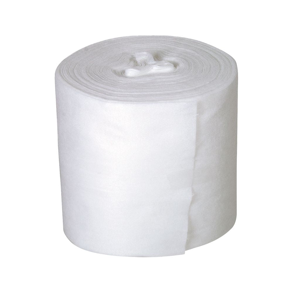Quick & Clean Maxi Wipes Vliestücher Rolle aus weißem, fusselfreiem Material.
