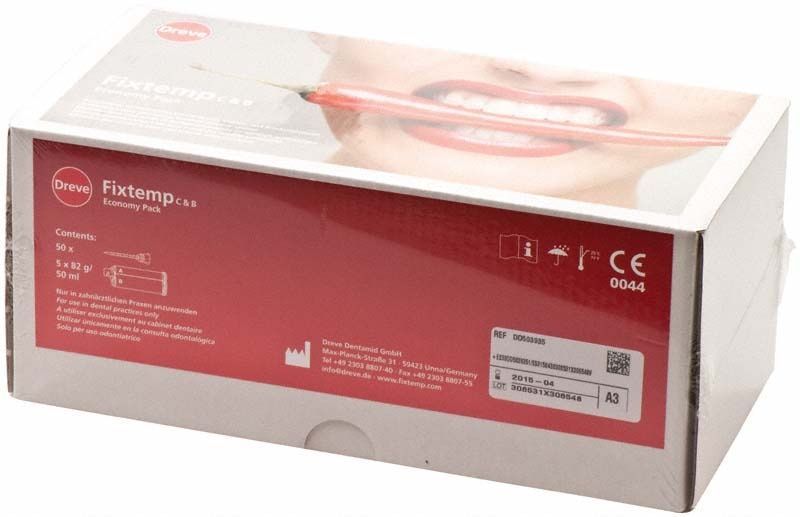 Fixtemp C&B 4:1 Kartuschen A3 Verpackung mit rotem Design.