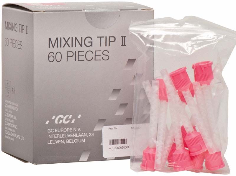 Verpackung mit rosa Mischkanülen Mixing Tips II, Größe S, 60 Stück