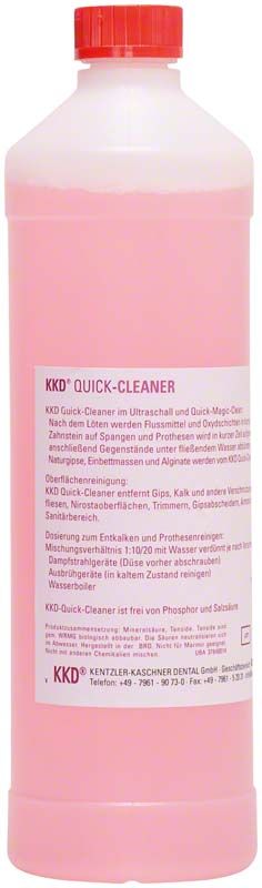 Rosa Flasche des Quick-Cleaner Reinigungsmittels von Kentzler-Kaschner Dental.