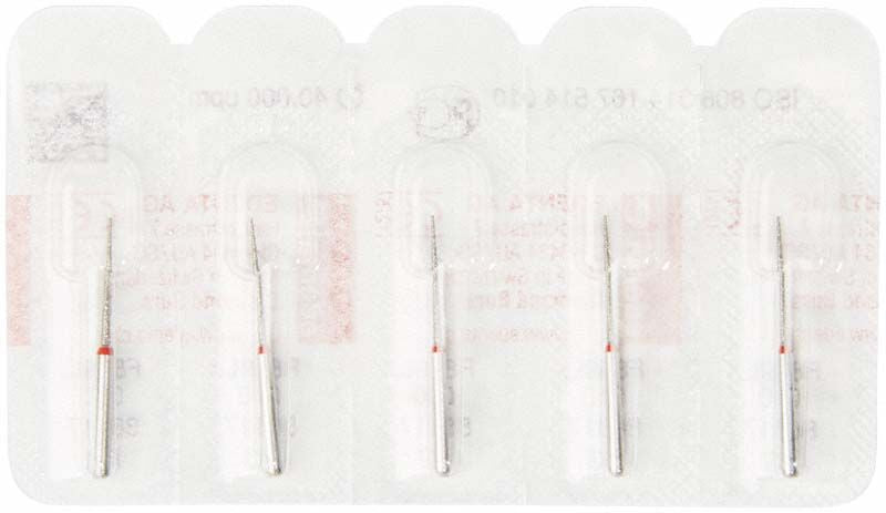 Diamantenschleifer FG 859LF 010 im Blisterpack, feine Körnung, roter Ring.