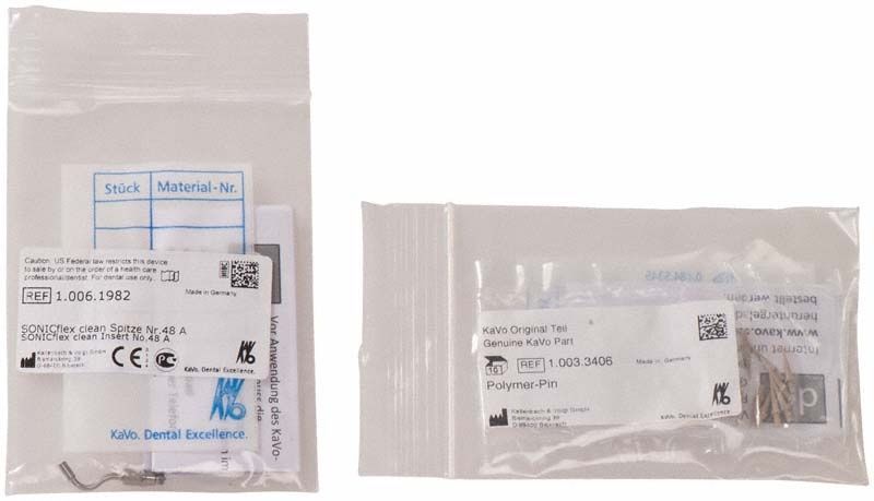 SONICflex implant A Set mit Verpackung und Zubehör für Dentalhygiene.