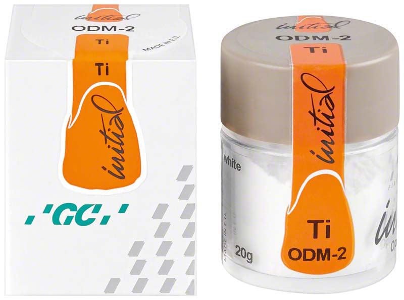 GC Initial Ti Opaque Dentin Modifier ODM-2 in weißem Behälter mit Verpackung.