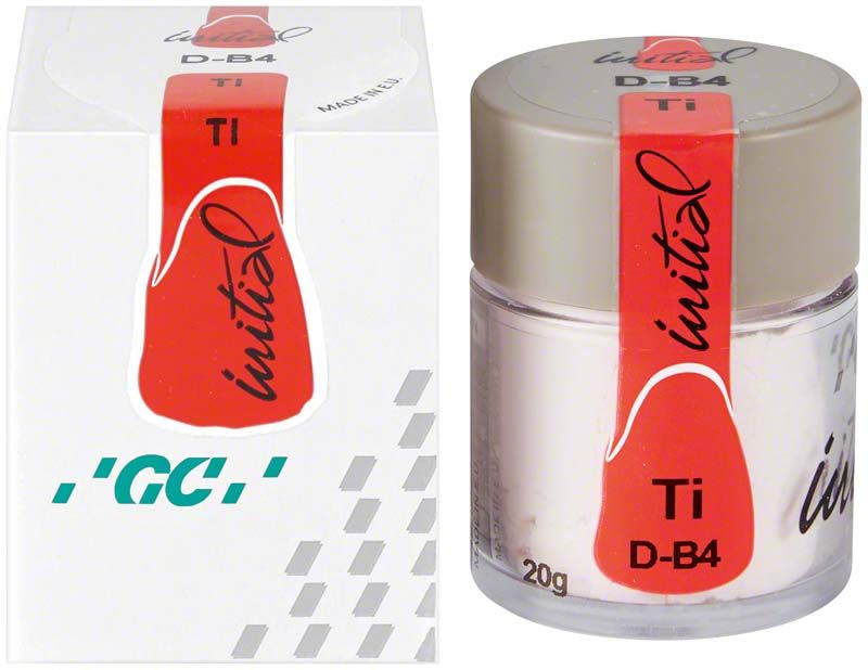 GC Initial Ti Dentin DB4 in Kunststoffdose mit rotem Etikett.