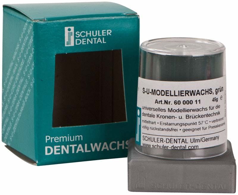 S-U-Modellierwachs grün in Verpackung von Schuler-Dental.