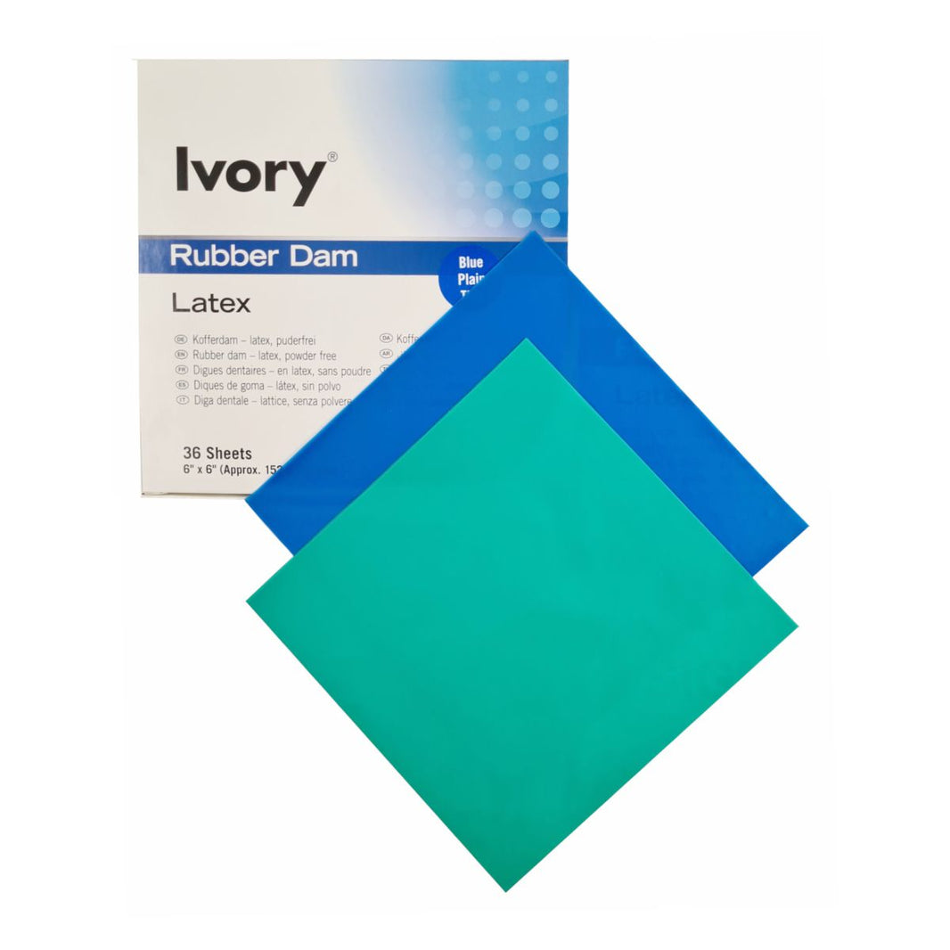 Ivory® Kofferdam Blau und Grün, 6 x 6 Zoll, schwere Qualität.