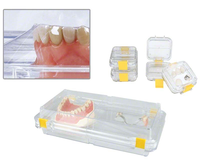 Transparente Membranbox Größe S für sichere Aufbewahrung dentaler Kleinteile.