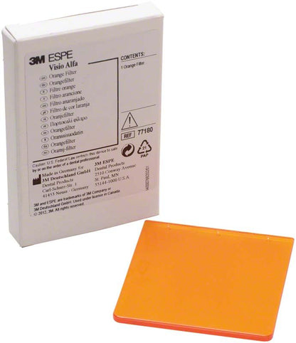 Verpackung und orangefarbener Filter der Visio™ Alfa Orangefilter.